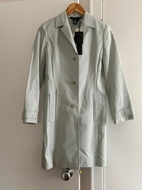 M-A-G By Magaschoni Pond Blue Classic Women's Gray Trench Coat  size 2